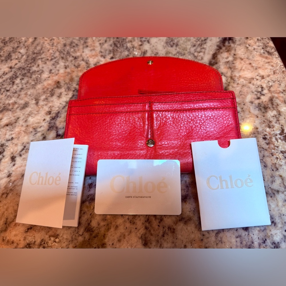 🧡 Authentic Chloé Paradise Pink Leather Wallet w/ authentication card. EUC - Picture 3 of 16